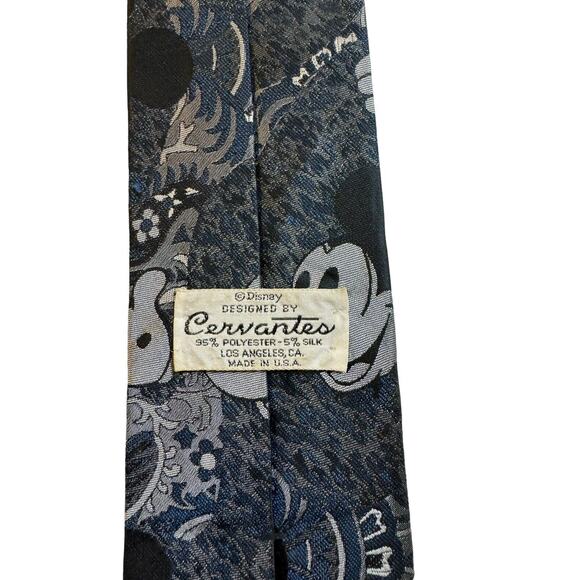 Cervantes Disney Mickey Mouse Grey Silk Blend Vintage Novelty Necktie - Picture 4 of 6